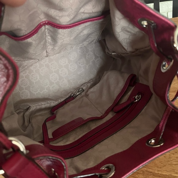 Michael Kors Jules Drawstring Large Handbag adjustable Strap Dark Pink Leather - Picture 11 of 16